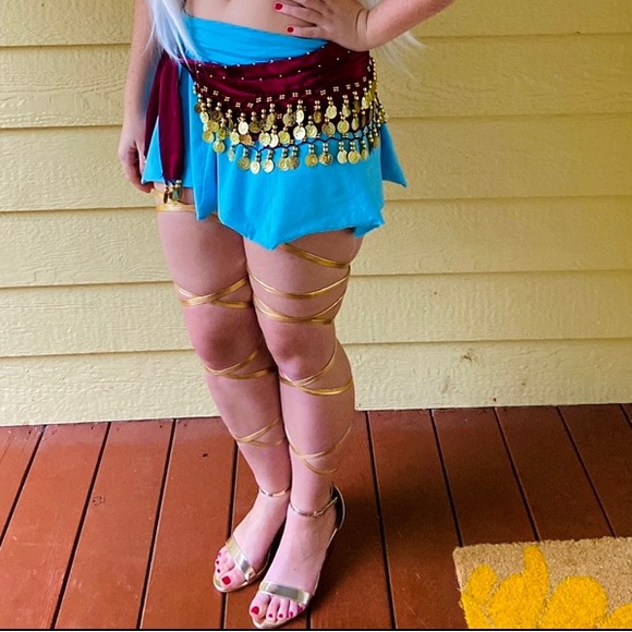 Spirit Halloween shiny gold metallic Halloween leg wraps. One size. Like new - Picture 1 of 13